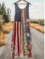billiga Självständighetsdag Klänning-Independencedagen Kvinnors patriotiska fjärde juli mini klänning sommarklänning A-linje klänning off-the-shoulder klänning semester avslappnad boho fest vanlig passform blommig grafik flagga ärmlös