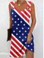 billige Uavhengighetsdagkjole-Kvinnens patriotiske mini kjole sommerkjole slip kjole casual daglig vanlig passform flagg ermeløs stropp vinrød marineblå blå sommer
