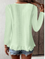cheap Plain Tops-Women&#039;s Blouse Solid Color Stylish Casual Long Sleeve Crew Neck Regular Tops Daily Ruffle Eyelet White Yellow Blue Green Summer Spring
