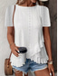 cheap Plain tee-Women&#039;s T Shirt Solid Color Plain Basic Casual Short Sleeve Crew Neck Regular Tops Daily Weekend Ruffle Eyelet White Yellow Pink Green Summer