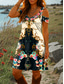 abordables Robes Boho-Femmes Mini Robe Robe trapèze Robe d&#039;été Vacances Occasionnel Quotidien Fête Coupe régulière Fleuri Graphique Tribal Manche Courte Col en V Jaune Bleu Violet Été