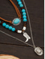 voordelige Dames ketting-Set gelaagde turquoise kralenkettingen voor dames in westernstijl – boho statement sieraden met cactus- en traanvormige bedels, ideaal voor festivals, countryconcerten en vrijetijdskleding