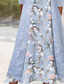 cheap Casual Floral Dresses-Women&#039;s Midi Dress Two Piece Dress Print Dress Classic Modern Vacation Holiday Going out Regular Fit Flower Long Sleeve V Neck Light Blue Summer