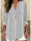 cheap Stripe&amp;Geometric Tops-Women&#039;s Shirt Cotton Linen Shirt Blouse Graphic Striped Daily Hawaiian Business Long Sleeve V Neck Regular Tops Work Daily Holiday Buttons Print Blue Gray Light Blue Summer Spring