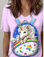 cheap Animals tee-Kayomi Harai Women&#039;s T Shirt Graphic Animal Cartoon Vintage Stylish Classic Short Sleeve V Neck Regular Tops Daily Print Purple Summer