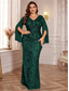 cheap GREEN-Mermaid / Trumpet Plus Size Dresses Elegant Curve Dress Formal Wedding Floor Length Long Sleeve V Neck Sequined with Sequin 2025