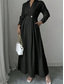 cheap Cocktail Dresses-A-Line Quinceanera Dresses Elegant Dress Formal Wedding Ankle Length Long Sleeve Shirt Collar Satin with Buttons 2025