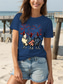 cheap Independence Day Top-Women&#039;s Patriotic  T Shirt Graphic Animal Flag Vintage Stylish Classic Short Sleeve Crew Neck Round Neck Regular Tops Daily Weekend Print Black White Pink Red Blue