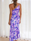 cheap Print Floral Dresses-Women&#039;s Midi Dress Floral Dress Print Dress Fashion Modern Outdoor Vacation Weekend Regular Fit Flower Sleeveless One Shoulder Yellow Blue Purple Orange Summer