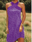 baratos Vestidos Boho-Mulheres Minivestido Vestidos Para o Verão Vestido A Line Férias Casual Para Noite Normal Gráfico Geométrica Poá Sem Manga Halter pescoço Vermelho Azul Roxo Verde Verão