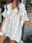 abordables Vestidos casuales con flores-Mujer Mini vestido Vestido informal Vestido de flores Clásico Moderno Diario Fin de semana Ajuste regular Flor Manga Corta Escote en Pico Blanco Verano