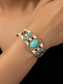 economico Bracciale da donna-Bracciale rigido vintage da donna in oro con pietre turchesi – bracciale regolabile in stile boho per donne, ideale per outfit casual, feste e festival estivi