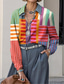 cheap Stripe&amp;Geometric Tops-Women&#039;s Shirt Graphic Geometric Plaid Casual Long Sleeve Shirt Collar Regular Tops Work Daily Buttons Print Yellow Red Blue Purple Rainbow Summer Spring Fall