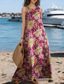 cheap Print Floral Dresses-Women&#039;s Maxi Dress A Line Dress Summer Dress Boho Daily Holiday Regular Fit Floral Color Block Sleeveless Crew Neck Sky Blue Fuchsia Green Summer