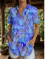 cheap Women&#039;s Boho Tops-Women&#039;s Shirt Graphic Geometric Color Block Vintage Daily Stylish Short Sleeve Shirt Collar Regular Tops Daily Yellow Pink Blue Purple Green Summer Spring