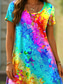 ieftine rochie florală-Pentru femei Rochie Mini Rochii Tricou Rochie A line Rochie de vară Casual Zilnic Fit regulat Ombre Grafic Geometric Manșon scurt Crewneck Albastru piscină Mov Portocaliu Vară Primăvară