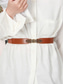 tanie Pasek damski-damski pasek w stylu vintage z elastyczną talią i brązową klamrą w kształcie zwoju – skórzany pasek ściągający do sukienek i bluzek, elegancki styl na co dzień i na formalne okazje