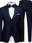 cheap Formal Suits-Men&#039;s Wedding Business Suits Homecoming Suits Black Navy Blue Fashion Formal Solid Colored Standard Fit 3 Piece Single Breasted One-button