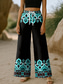cheap Wide Leg &amp; High Waisted-Women&#039;s Wide Leg Chinos Baggy Pants Vacation Vintage Ethnic Style Full Length High Waist Graphic Geometric Printing Thermal Warm Breathable Soft Micro-elastic Vacation Casual Daily Violet Robin&#039;s Egg