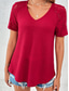cheap Plain tee-Women&#039;s T Shirt Plain Fashion Stylish Modern Short Sleeve V Neck Regular Tops Daily Weekend Lace Patchwork Black White Red Green Summer