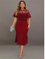 cheap Tea Length-Dress Mother of the Bride Dress Elegant Crew Neck Tea Length Lace Short Sleeve with Solid Color 2025