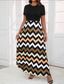 cheap Stripe&amp;Geometric Dress-Women&#039;s Maxi Dress A Line Dress Summer Dress Casual Daily Regular Fit Geometric Short Sleeve Crew Neck Yellow Summer