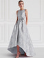 cheap Cocktail Dresses-Jacquard A-Line Cocktail Dresses Elegant Dress Formal Wedding Asymmetrical Sleeveless Crew Neck Nylon with Floral Print Pocket Wedding Guest Dress 2025