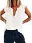 cheap Plain tee-Women&#039;s T Shirt Plain Fashion Modern Casual Short Sleeve V Neck Regular Tops Daily Weekend Ruffle White Pink Green Light Blue Summer