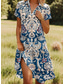 abordables Robe Fleurie-Femmes Robe Midi Robe trapèze Robe d&#039;été Vacances Occasionnel Chaussures de plage Date Robe d&#039;Été Coupe régulière Fleuri Graphique Manche Courte Revers Rose Claire Rouge Bleu Fuchsia Été