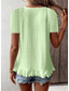 cheap Plain tee-Women&#039;s T Shirt Solid Color Plain Basic Casual Short Sleeve Crew Neck Regular Tops Daily Weekend Ruffle Eyelet White Yellow Pink Green Summer