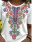cheap Boho tee-Women&#039;s T Shirt Floral Graphic Plants Vintage Stylish Classic Short Sleeve Crew Neck Regular Tops Daily Weekend Print Black White Summer
