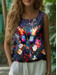 ieftine top floral fără mâneci-Pentru femei Camisole Tank Top Floral Grafic Elegant Boemia Epocă Fără manșon Stil Nautic Topuri obișnuite Negru Portocaliu Vară Primăvară