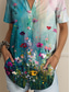 cheap Women&#039;s Floral Tops-Women&#039;s Shirt Ombre Floral Graphic Vintage Tropical Daily Sleeveless Short Sleeve Shirt Collar Regular Tops Daily Yellow Red Blue Purple Summer Spring