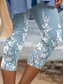 voordelige Blauwe 3D Print-Vrouwen Leggings Capri Broeken 3D Print Hoge Elasticiteit Vakantie Vintage Mode Kalf-lengte Hoge Taille Bloemen Grafische Print Ademend Zacht Rekbaar Formeel Vakantie Kantoor Robijnseige Blauw