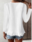 cheap Plain Tops-Women&#039;s Blouse Solid Color Stylish Casual Long Sleeve Crew Neck Regular Tops Daily Ruffle Eyelet White Yellow Blue Green Summer Spring