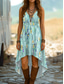 cheap Print Floral Dresses-Women&#039;s Midi Dress A Line Dress Summer Dress Vacation Casual Going out Regular Fit Floral Graphic Sleeveless V Neck Blue Purple Green Summer Spring