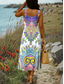 preiswerte Boho Kleider-Damen Maxikleid Sommerkleid A Linie Kleid Schulterfreies Kleid Urlaub Lässig Boho Party Ausgehen Strand Normale Passform Grafik Stammes Ärmellos Quadrathals Schwarz-rot Weiß Violett Grün Sommer