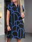 cheap Art&amp;Design Dress-Women&#039;s Mini Dress Casual Dress Fashion Outdoor Party Holiday Regular Fit Geometric Short Sleeve V Neck Black Red Blue Summer