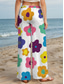 cheap Graphic Pants-Women's Wide Leg Chinos Baggy Pants Beach Shorts Vacation Vintage Fashion Full Length High Waist Floral Graphic Printing Soft Breathable Micro-elastic Casual Daily Outdoor Rainbow Summer Spring Loose