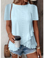 cheap Plain tee-Women&#039;s T Shirt Solid Color Plain Basic Casual Short Sleeve Crew Neck Regular Tops Daily Weekend Ruffle Eyelet White Yellow Pink Green Summer