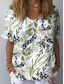 cheap Floral tee-Women&#039;s Shirt Floral Graphic Plants Stylish Classic Casual Short Sleeve Crew Neck Regular Tops Daily Beach Wear Vacation Wear Print Light Green Khaki Light Blue Summer Spring