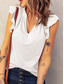 cheap Plain tee-Women&#039;s T Shirt Plain Fashion Modern Casual Short Sleeve V Neck Regular Tops Daily Weekend Ruffle White Pink Green Light Blue Summer