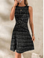 cheap Stripe&amp;Geometric Dress-Women&#039;s Mini Dress A Line Dress Work Dresses Off The Shoulder Dress Vacation Office Regular Fit Plaid Sleeveless Crew Neck Black White Wine Navy Blue Summer