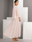 cheap With Jacket-Two Piece A-Line Mother of the Bride Dress Elegant Simple Casual Boat Neck Ankle Length Chiffon Long Sleeve with Lace 2025