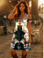 abordables Robes Boho-Femmes Mini Robe Robe trapèze Robe d&#039;été Vacances Occasionnel Quotidien Fête Coupe régulière Fleuri Graphique Tribal Manche Courte Col en V Jaune Bleu Violet Été