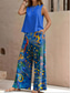 voordelige Tweedelige sets-Dames 2-delige Vakantie Dagelijkse Broeksets Mouwloos Ronde Hals Bloem Motief Casual Dagelijks Zwart Geel Rood Zomer Loose Fit