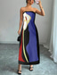 cheap Art&amp;Design Dress-Women&#039;s Long Dress Maxi Dress Casual Dress Summer Dress Fashion Outdoor Party Holiday Regular Fit Color Block Sleeveless Cold Shoulder Blue Orange Green Summer