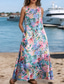 cheap Print Floral Dresses-Women&#039;s Maxi Dress A Line Dress Summer Dress Boho Daily Holiday Regular Fit Floral Color Block Sleeveless Crew Neck Sky Blue Fuchsia Green Summer