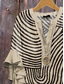 cheap Art&amp;Design Tops-Women&#039;s Blouse V Neck Graphic Leopard Striped Elegant Bohemia Ethnic 3/4 Length Sleeve Regular Tops Daily Holiday Vacation Wear Print Brown Khaki Summer Spring Fall