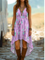 cheap Print Floral Dresses-Women&#039;s Midi Dress A Line Dress Summer Dress Vacation Casual Going out Regular Fit Floral Graphic Sleeveless V Neck Blue Purple Green Summer Spring